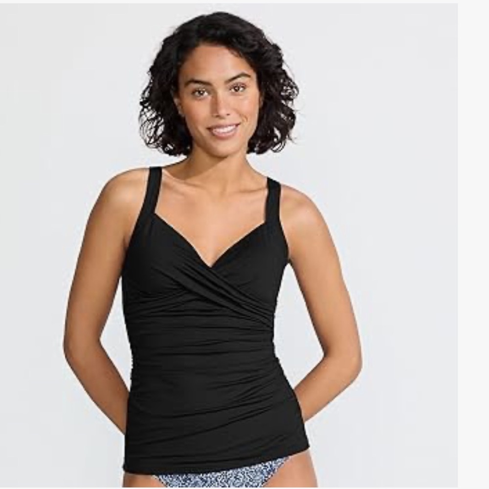 Land's End Black Tankini Swim Top 22 W